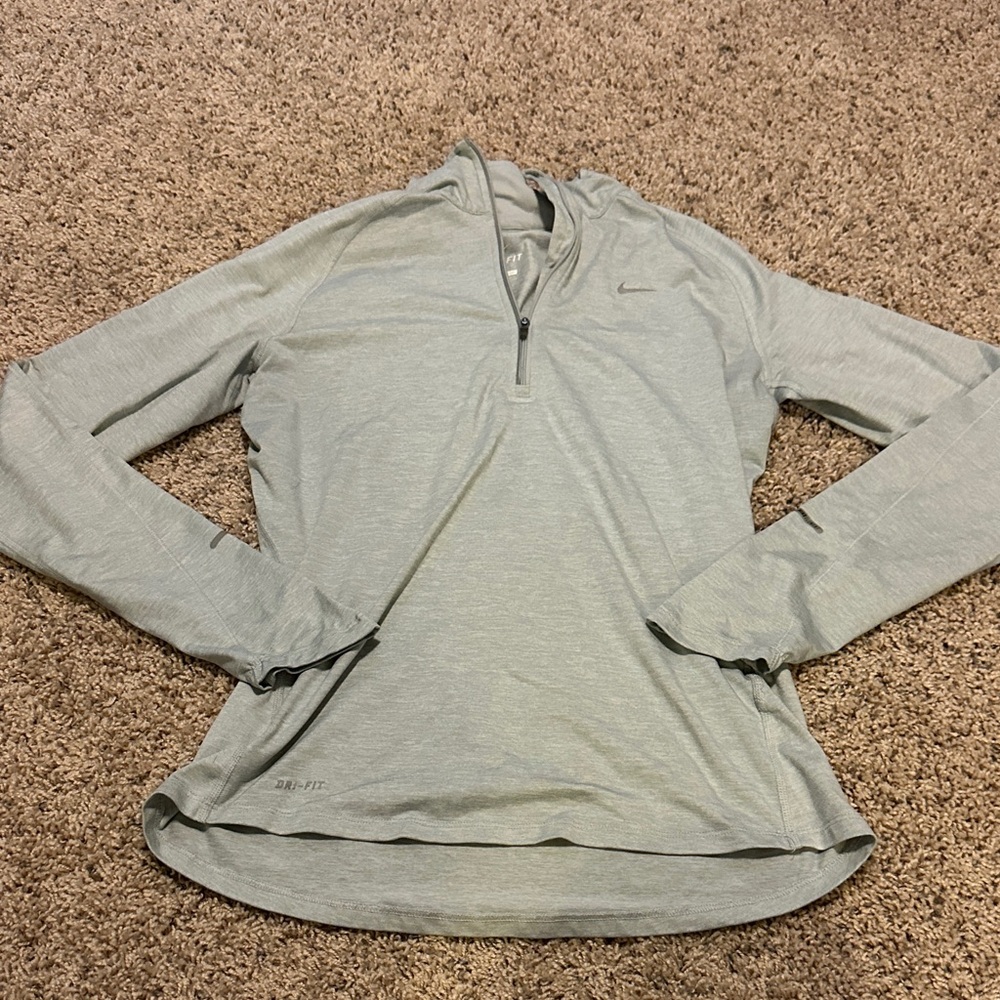 Nike Women's Light Gray Half-Zip Dri-FIT Top